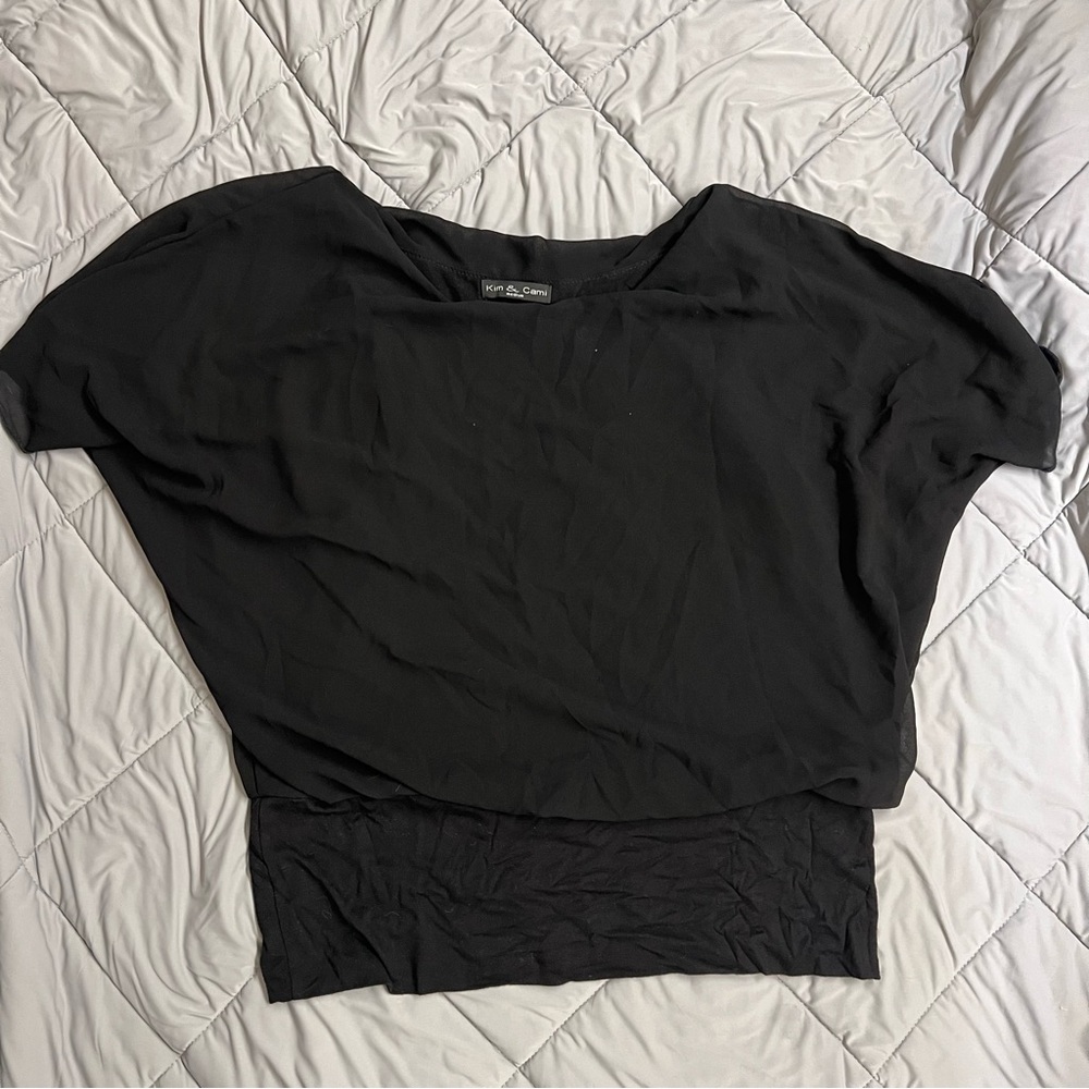 Kim & Cami Black Dolman Batwing Top Size Medium